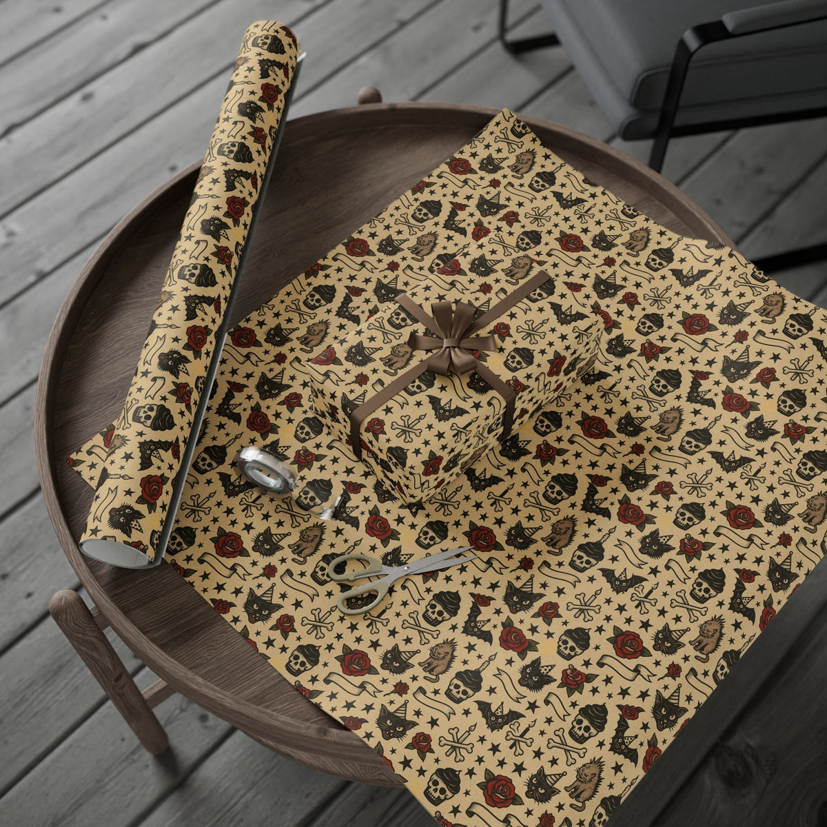 Party Like a Misfit Wrapping Paper | Vintage Tattoo Punk Rock Birthday Gift Wrap