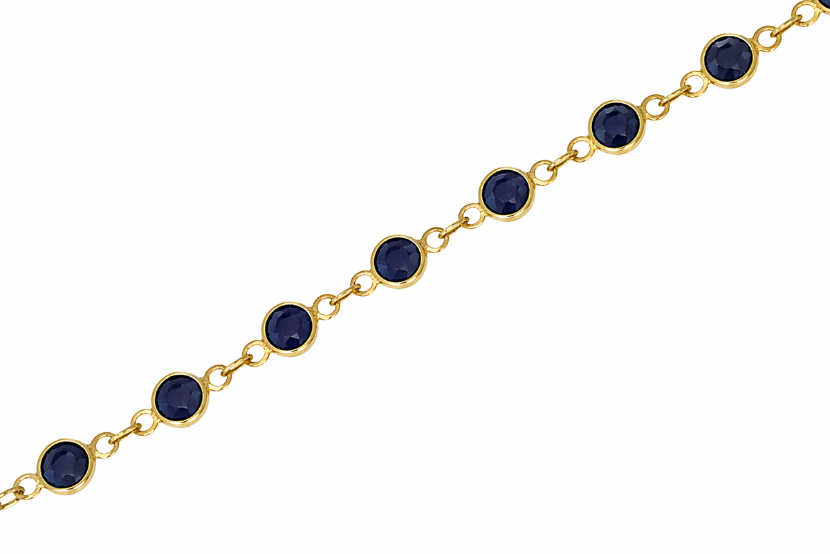 Blue Sapphire Bezel Chain