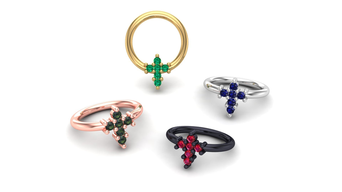 Cross Gemstone Ring