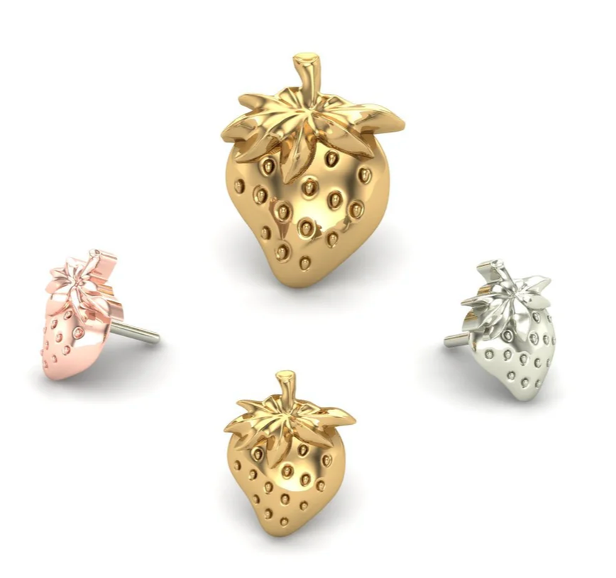 Strawberry Threadless 14K End