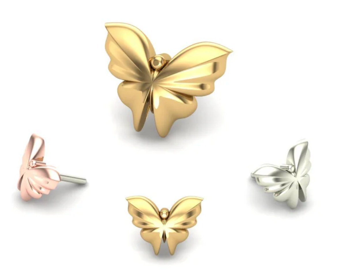 Butterfly Threadless 14K End
