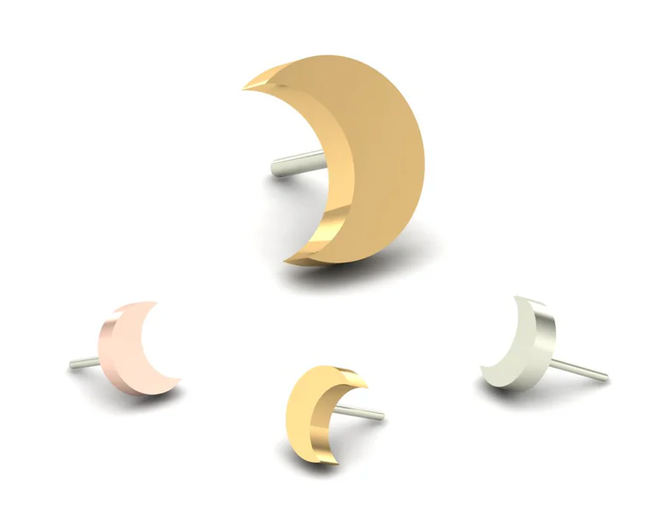 Half Moon Threadless 14K End
