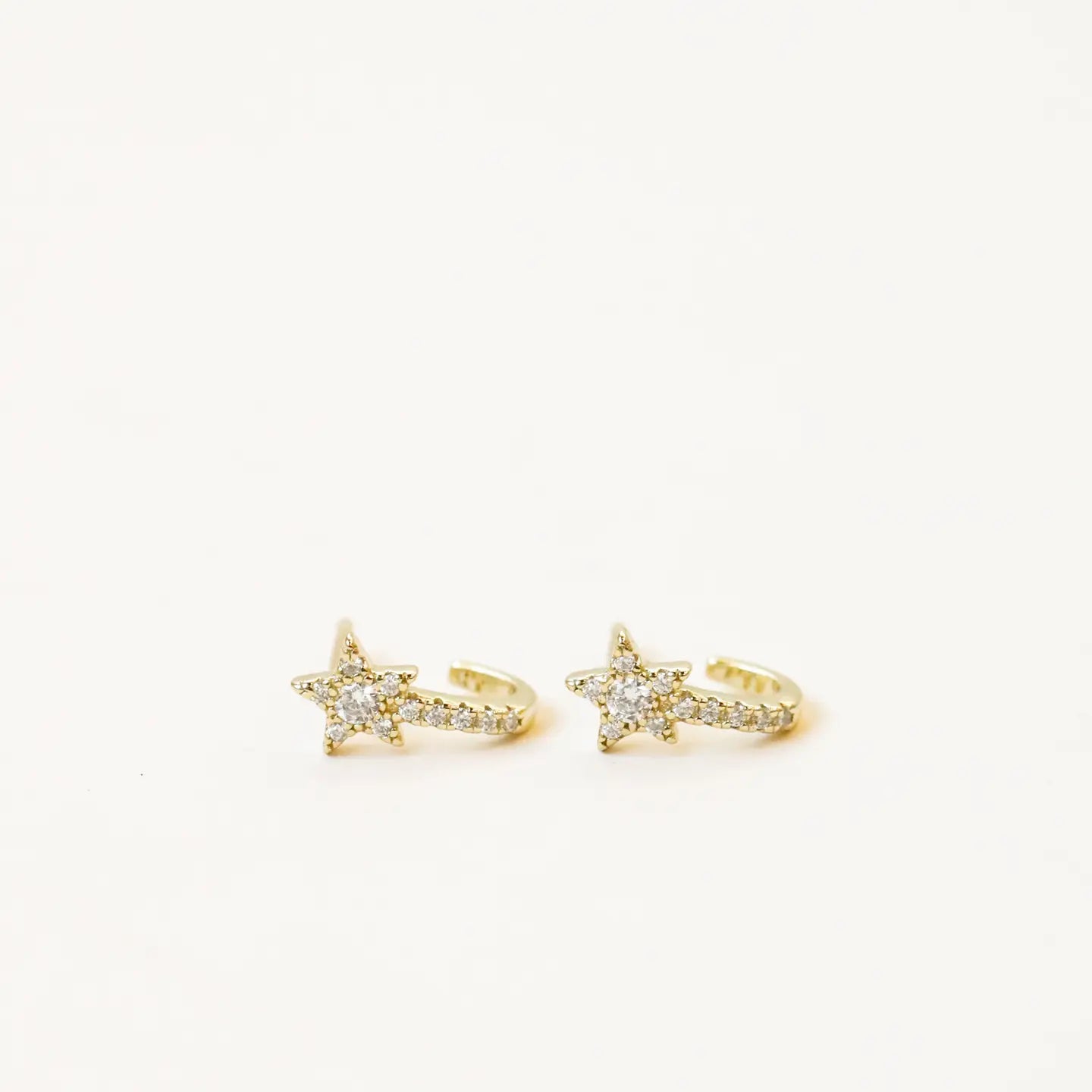 Celestial - Pave Star Huggie - Gold Earrings