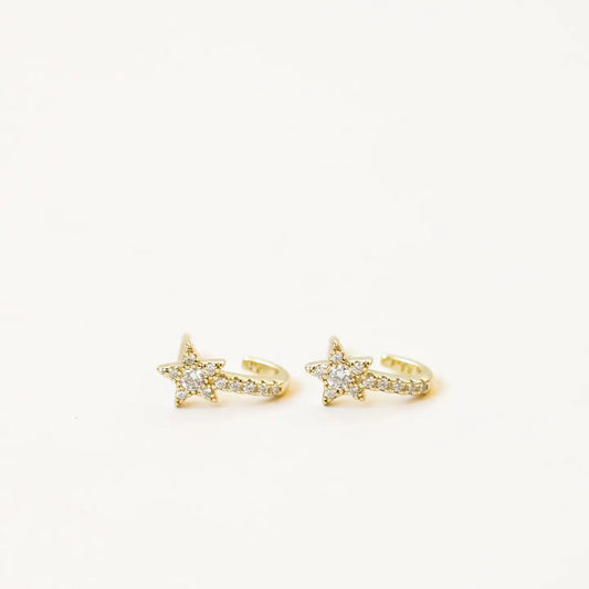 Celestial - Pave Star Huggie - Gold Earrings