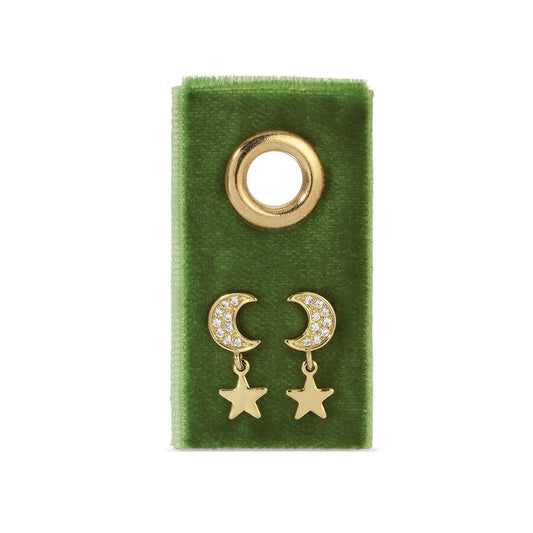 Moon & Star Studs On Velvet Gift Tag
