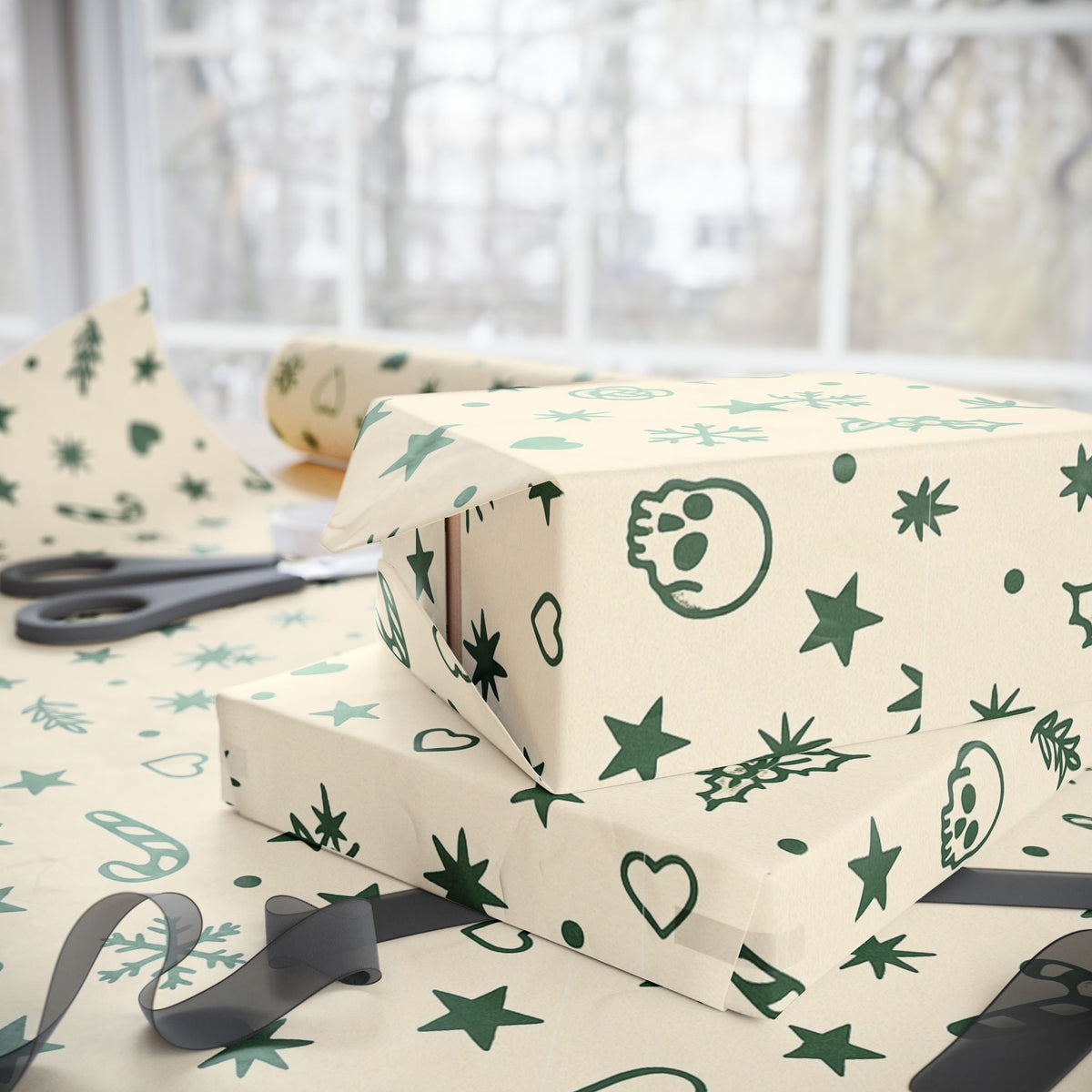 Flash Filler Frenzy Tattoo Christmas Wrapping Paper | Vintage Tattoo Flash Holiday Gift Wrap | Classic Ink-Inspired Filler Design