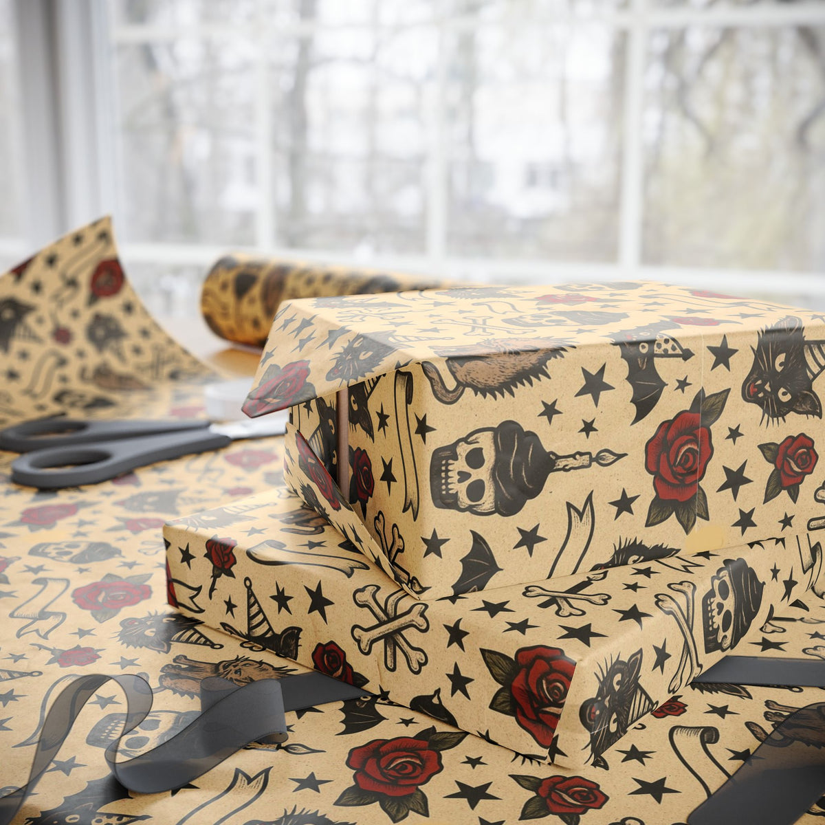 Party Like a Misfit Wrapping Paper | Vintage Tattoo Punk Rock Birthday Gift Wrap