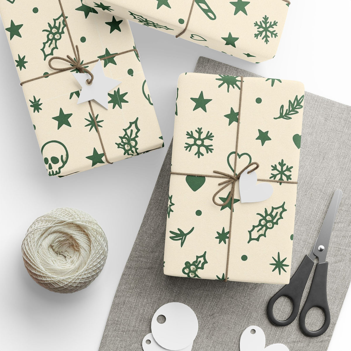 Flash Filler Frenzy Tattoo Christmas Wrapping Paper | Vintage Tattoo Flash Holiday Gift Wrap | Classic Ink-Inspired Filler Design