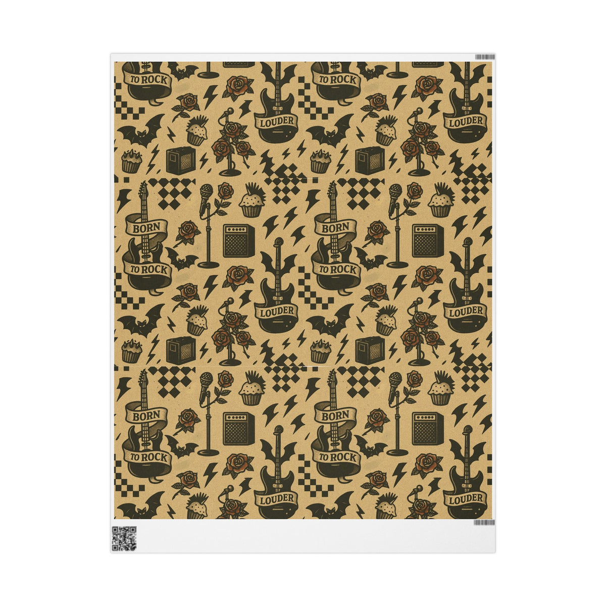 Rock 'n' Roll Themed Wrapping Paper for Parties, Birthdays, Holidays, Gift Wrap, Music Lovers, Punk Rock Gift Wrap