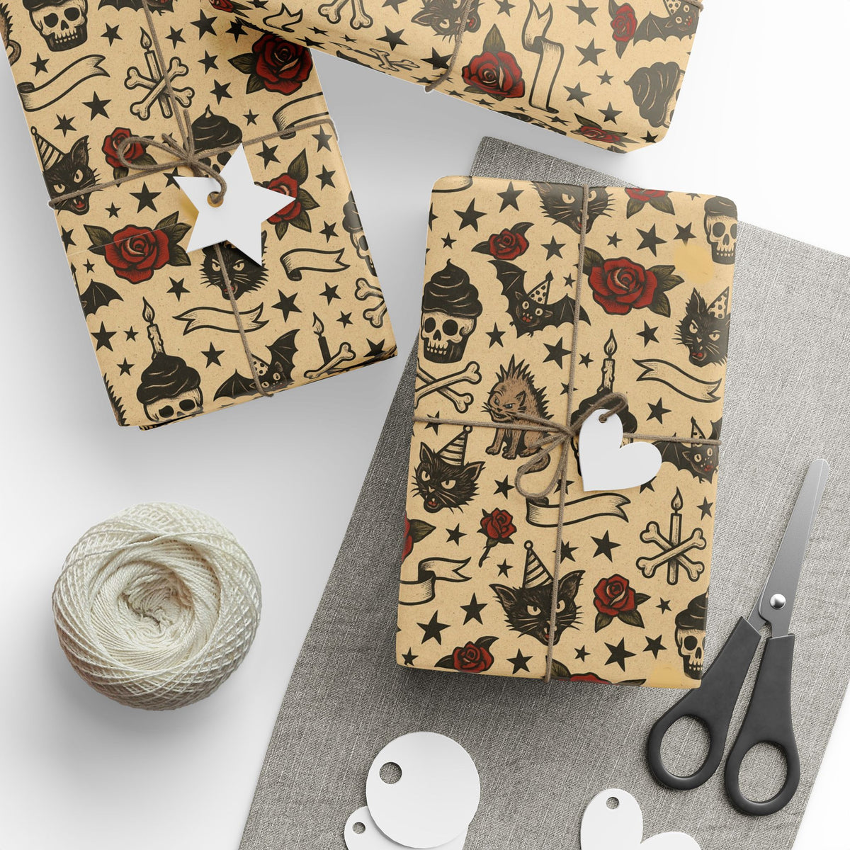 Party Like a Misfit Wrapping Paper | Vintage Tattoo Punk Rock Birthday Gift Wrap