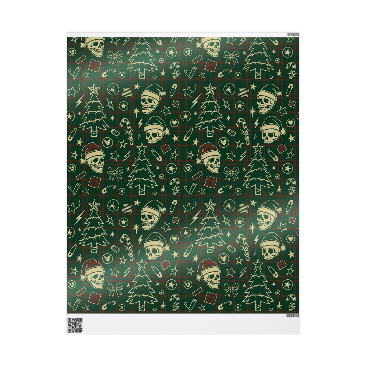 Gothic Christmas Wrapping Paper, Unique Holiday Gift Wrap, Grunge Tattoo Christmas Gift Wrap, Alternative Holiday Décor