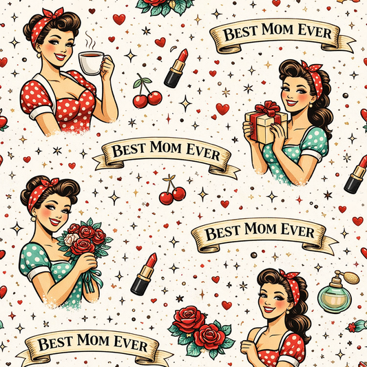 Pinup Girl Pattern Gift Wrap | Retro Tattoo Style Wrapping Paper