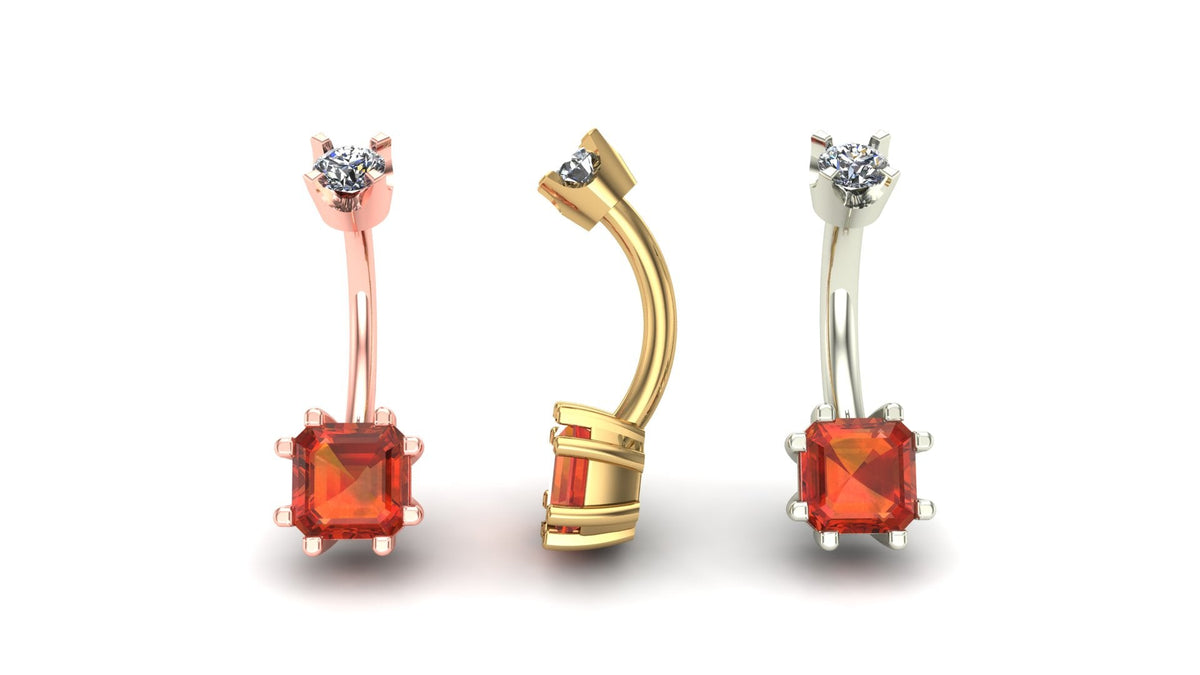 Asscher Prong Curved Barbell