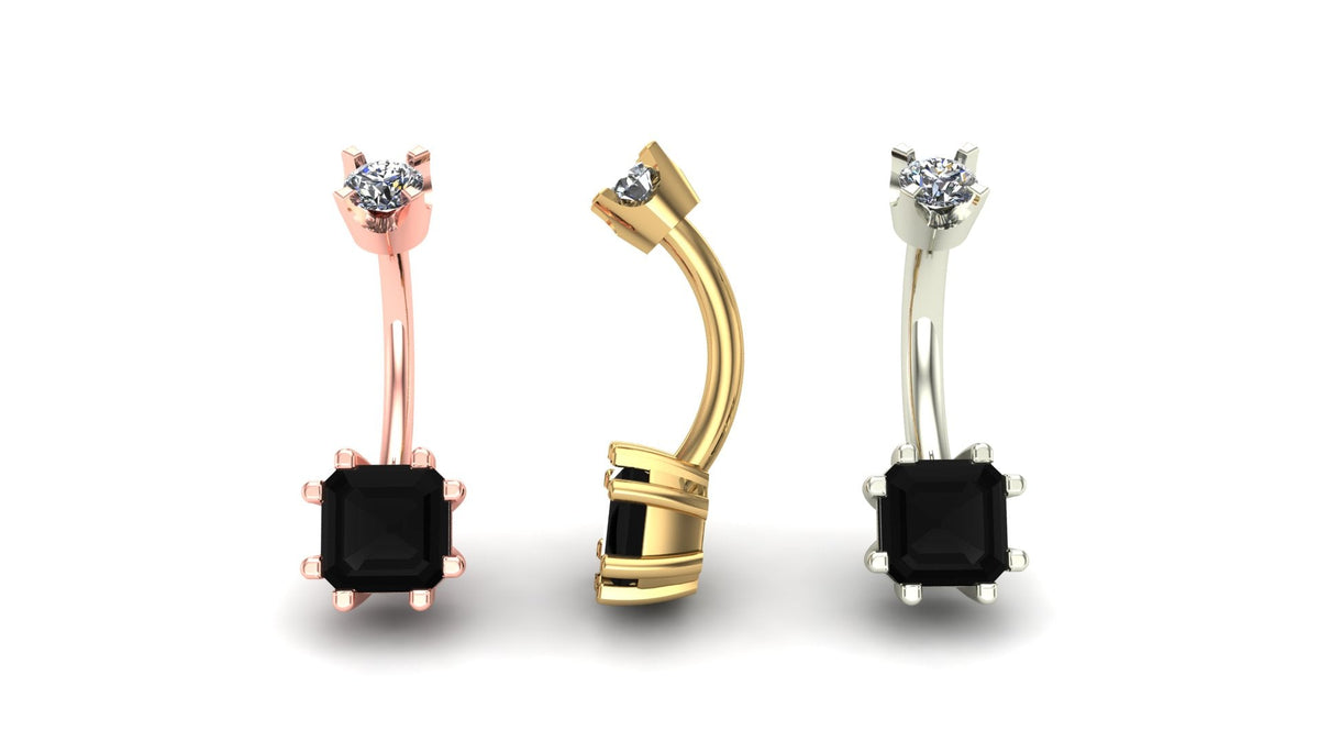 Asscher Prong Curved Barbell