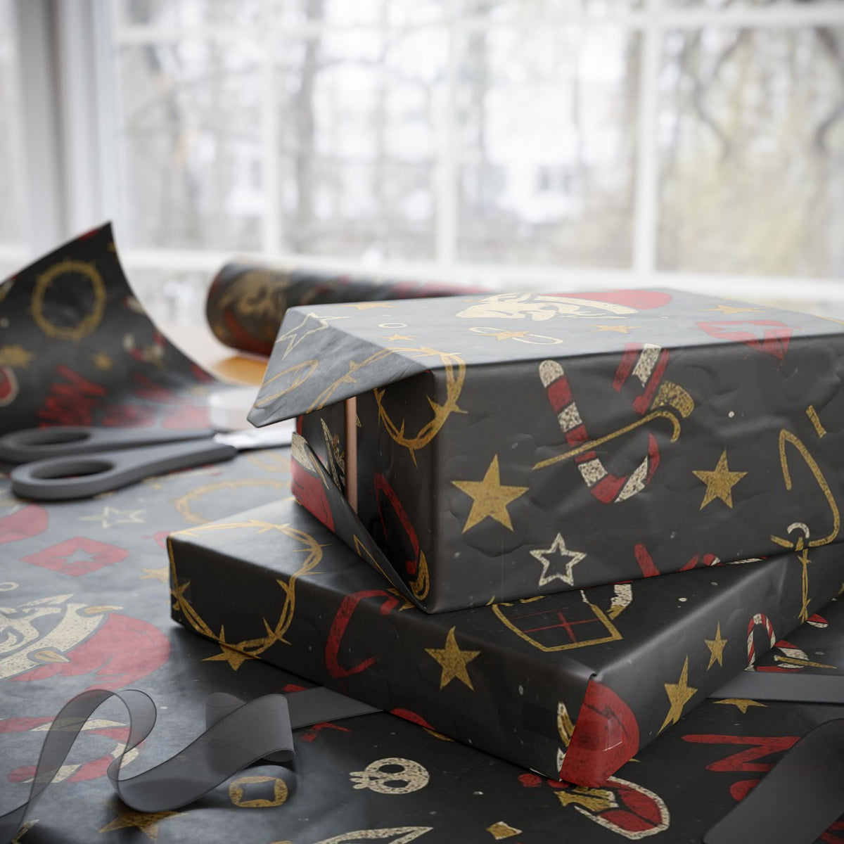 Anarchy in the North Pole Punk Rock Christmas Wrapping Paper | Alternative Holiday Gift Wrap | Grunge Tattoo Flash Xmas Decor