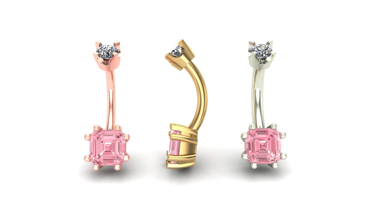 Asscher Prong Curved Barbell