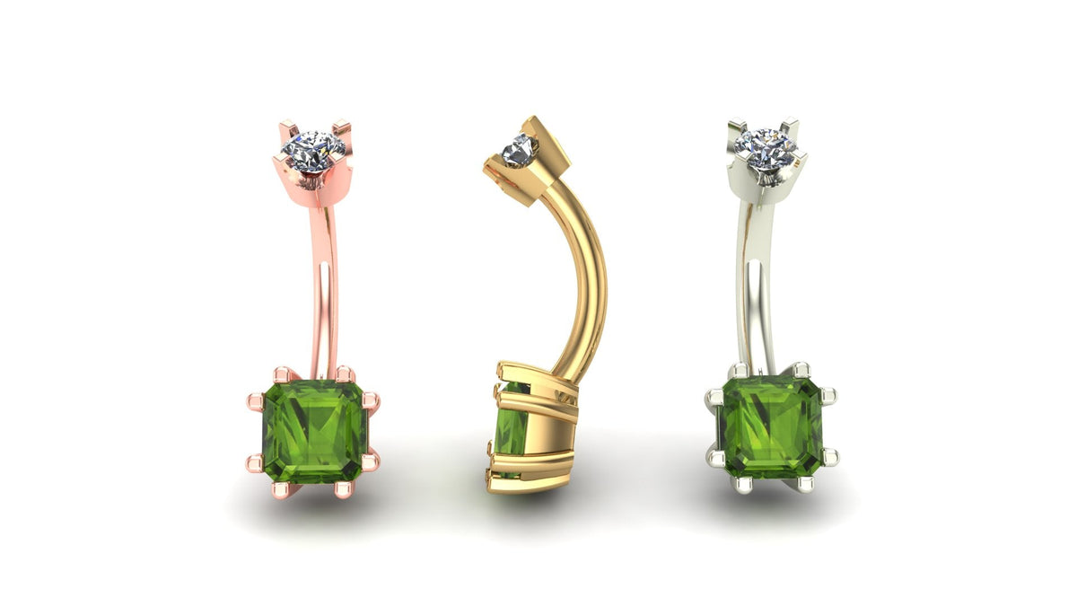 Asscher Prong Curved Barbell
