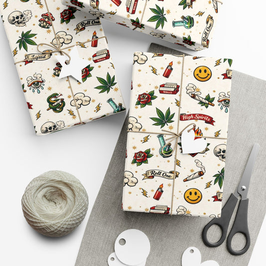 Retro Tattoo Flash Pattern Gift Wrap Paper | Sheeted Wrapping Paper