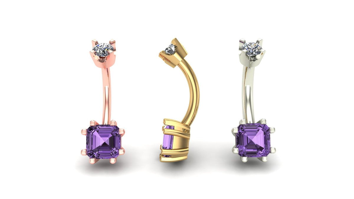Asscher Prong Curved Barbell