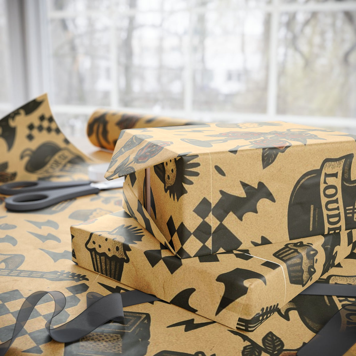 Rock 'n' Roll Themed Wrapping Paper for Parties, Birthdays, Holidays, Gift Wrap, Music Lovers, Punk Rock Gift Wrap