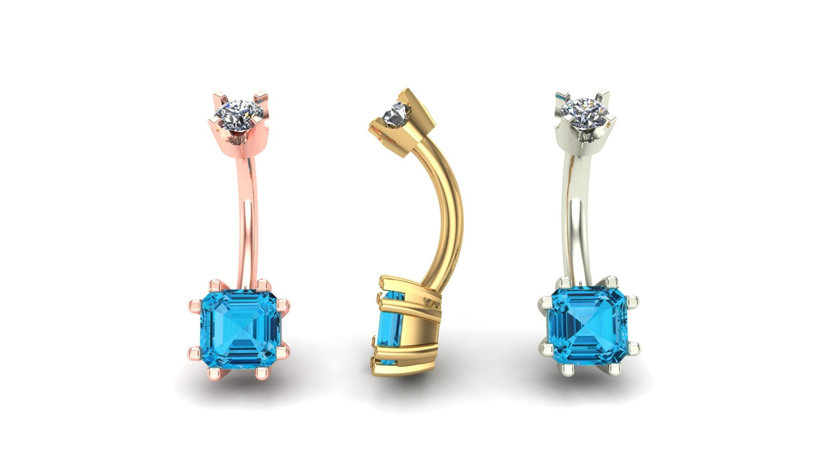 Asscher Prong Curved Barbell