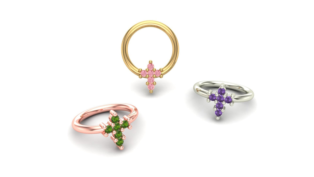 Cross Gemstone Ring