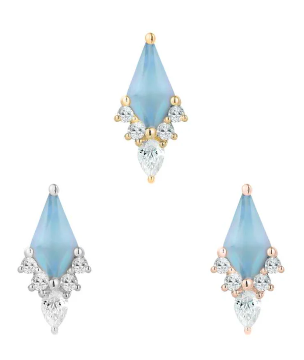 Afterglow - Sandblasted Swiss Blue Topaz - Threadless End