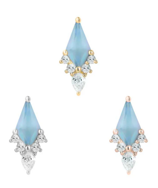 Afterglow - Sandblasted Swiss Blue Topaz - Threadless End