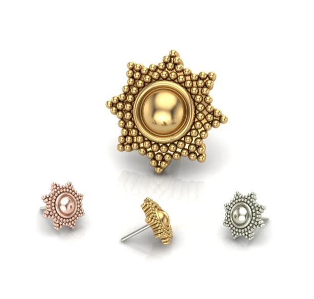 Sunrise Threadless 14K End
