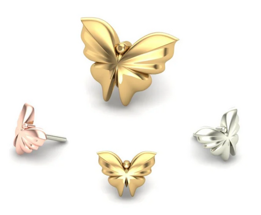 Butterfly Threadless 14K End