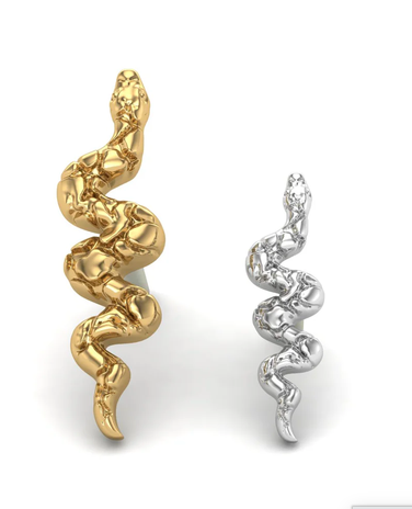 Sculpted Snake Threadless 14K End
