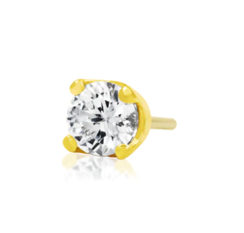 Prong Set CZ Threadless 14K End